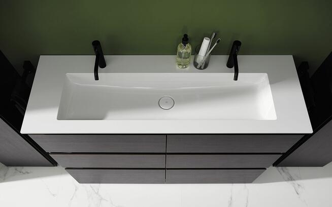 Flächenwaschtisch mit breitem Einzelbecken der Kollektion Lin20 von burgbad