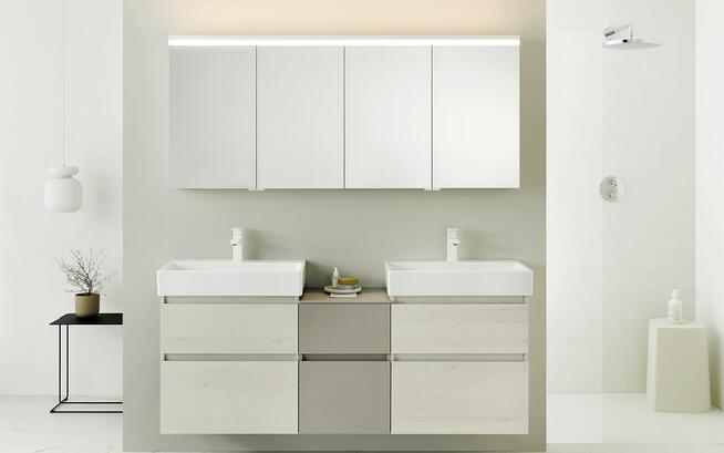 Waschtisch mit LED-Spiegelschrank, Kollektion Lin20 von burgbad