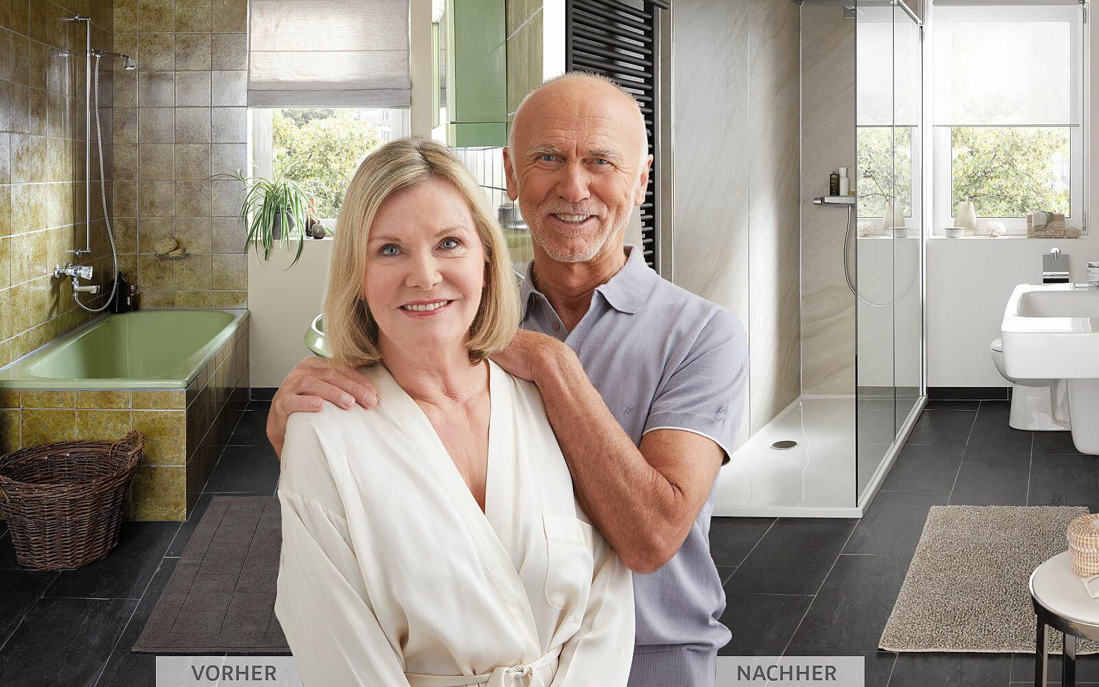 Badezimmervergleich Vorher/Nachher nach Renovierung mit RenoConcept