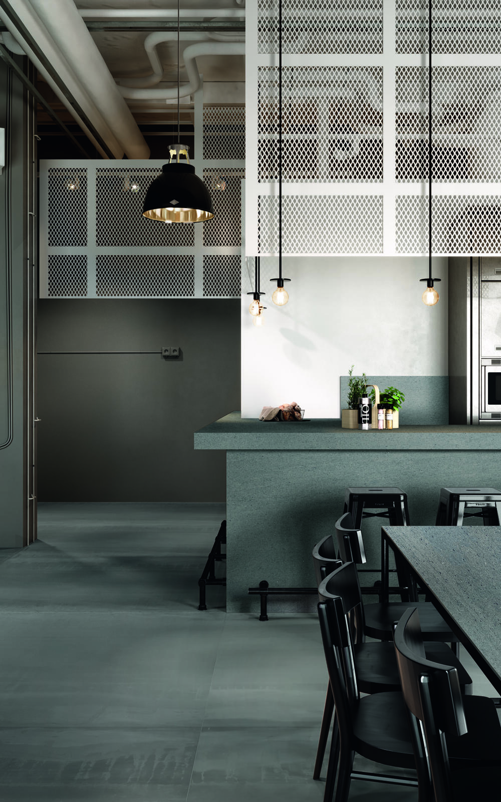 Moderne Küche mit XXL Fliesen von Marazzi